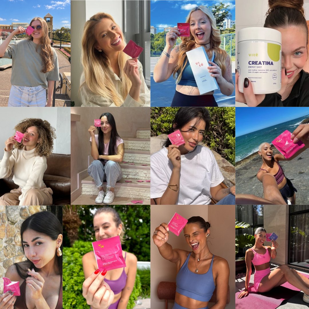 mulheres da comunidade vitê sorrindo com os produtos da marca